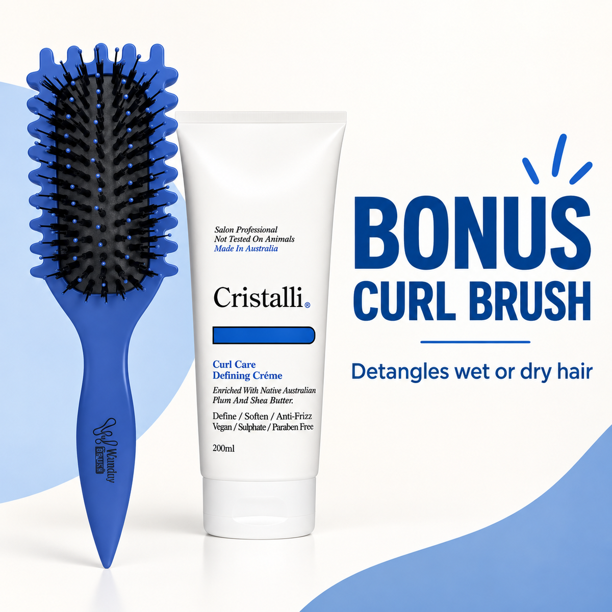 Cristalli Curl Care Defining Créme with Bonus Wonder Curly Brush benefit 3