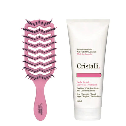 Cristalli Ends Repair Leave-In Treatment with Bonus Wonder Detangle Brush - MV hair and beauty