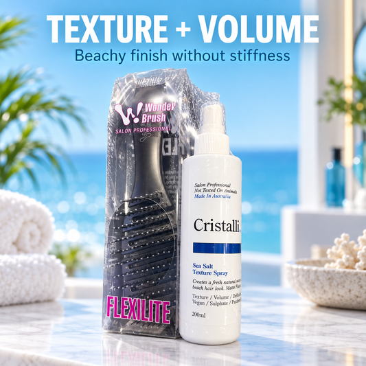 Cristalli Sea Salt Texture Sray 200ml with Bonus Wonder Flexilite Brush benefit image 1
