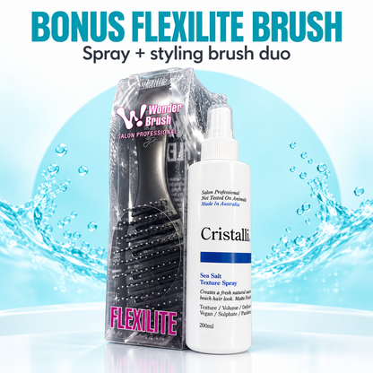 Cristalli Sea Salt Texture Sray 200ml with Bonus Wonder Flexilite Brush benefit image 3