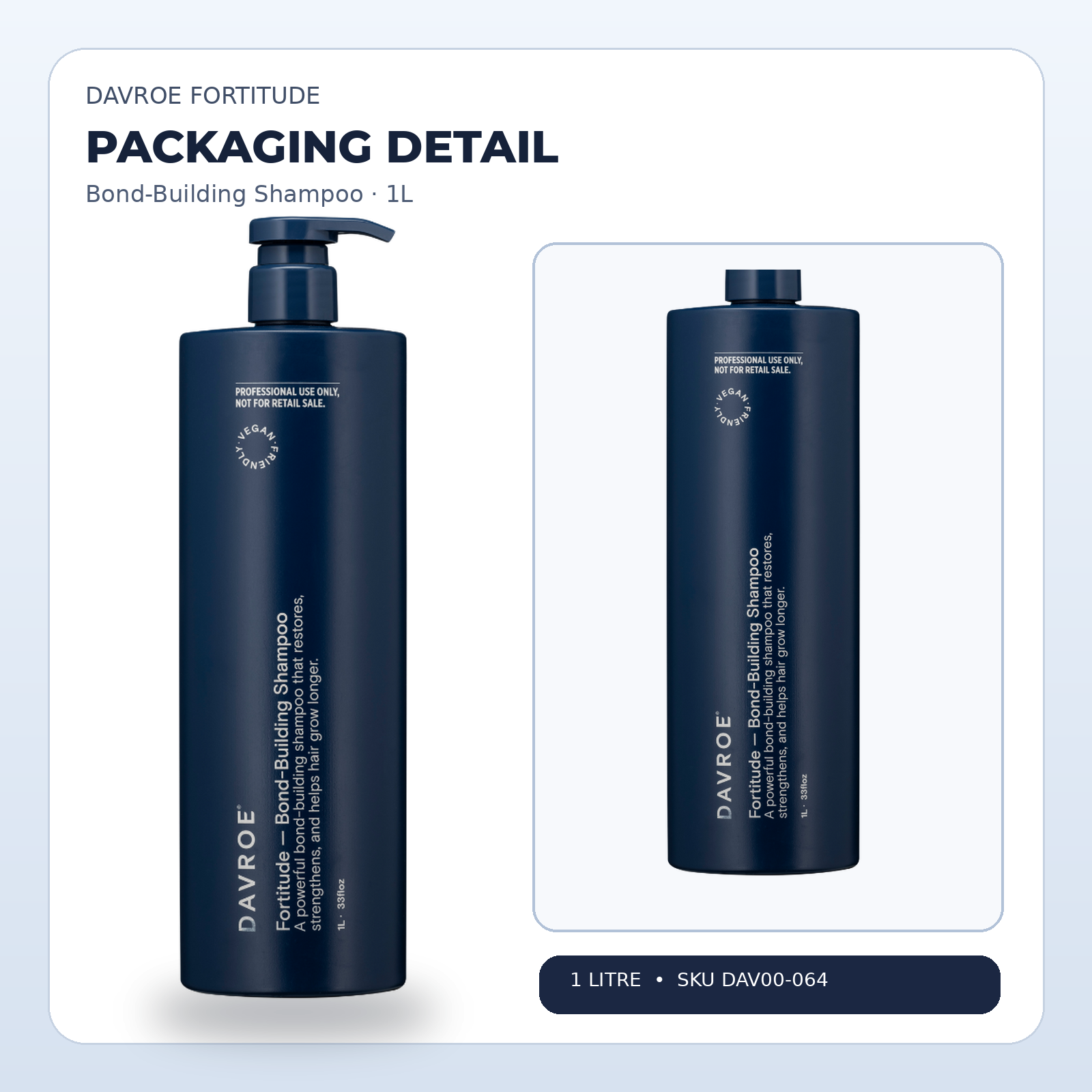 DAVROE Fortitude Bond-Building Shampoo 1L packaging detail and SKU