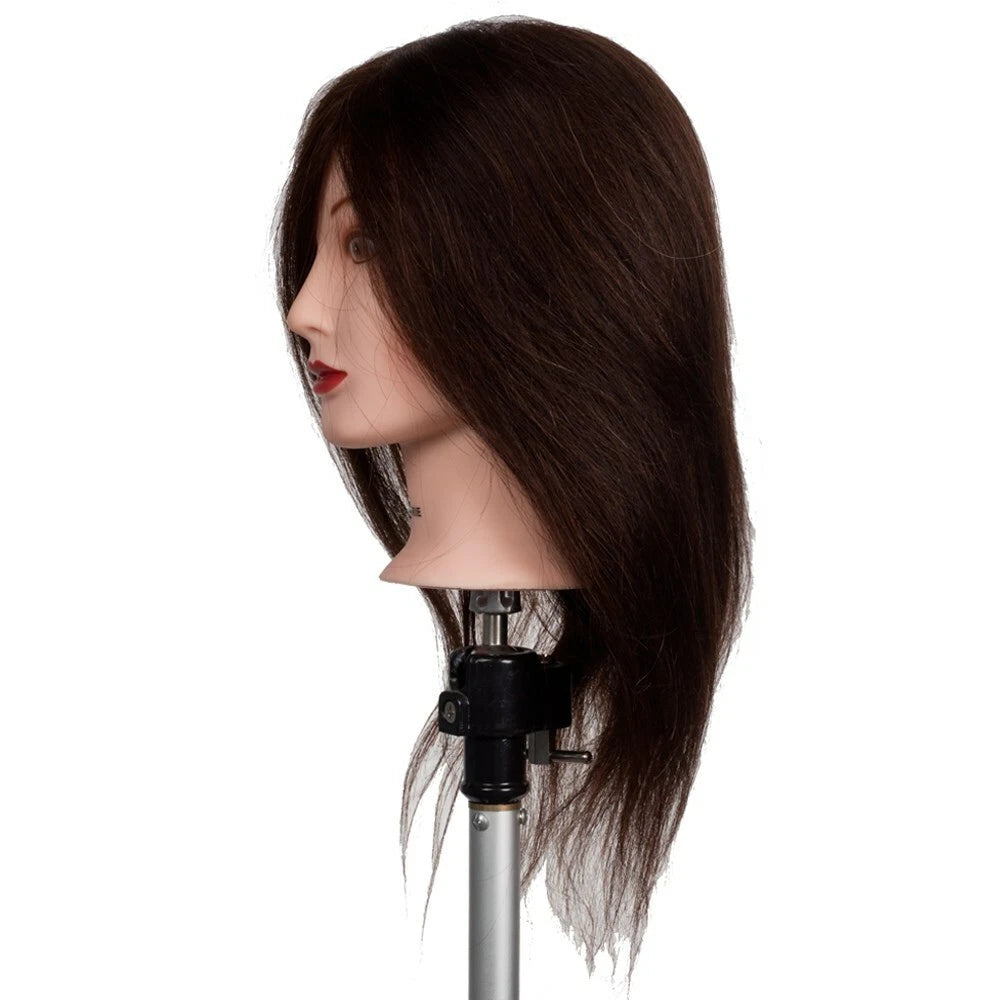 Dateline Professional MARIE Mannequin Head 100% Brown Human Hair 18" 45cm - MV hair and beauty