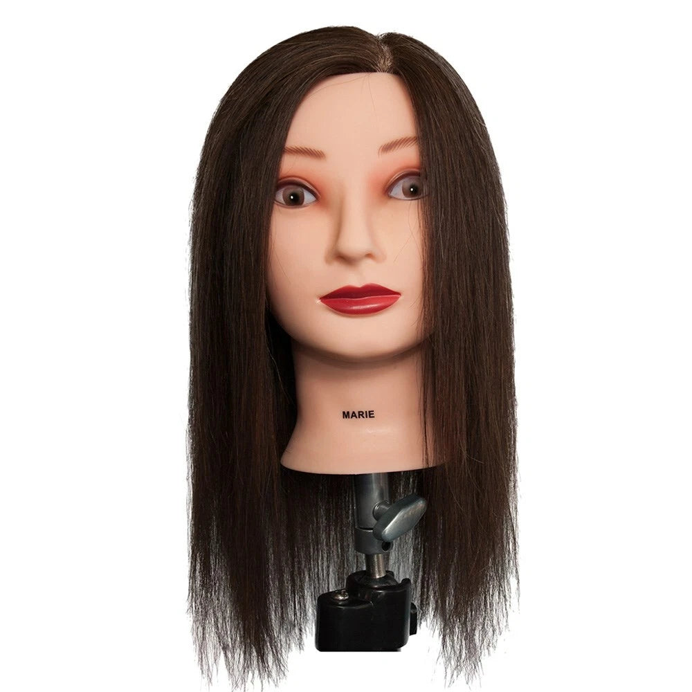 Dateline Professional MARIE Mannequin Head 100% Brown Human Hair 18" 45cm - MV hair and beauty