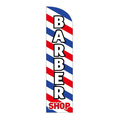 Red, white and blue double-sided BARBER SHOP feather flag