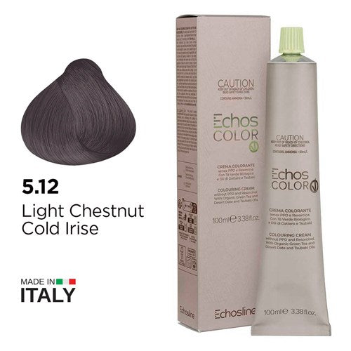 Echos Color Vegan Hair Colour 5.12 Light Chestnut Cold Irise - MV hair and beauty