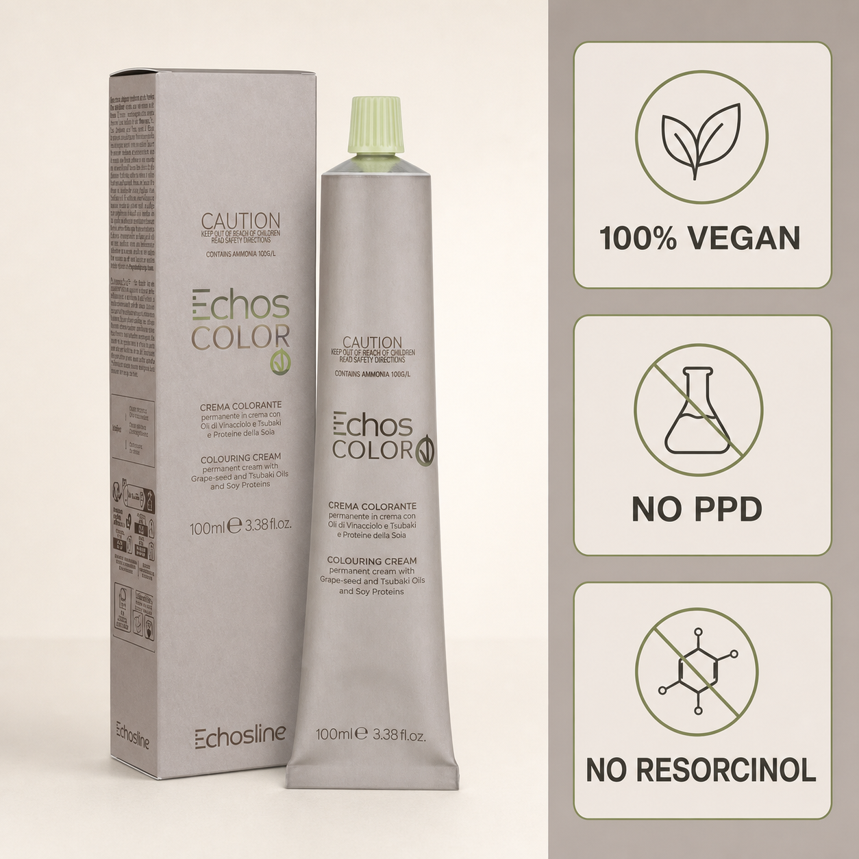 Echos Color Vegan Hair Colour 8.4 Light Blonde Copper 100ml – permanent benefits