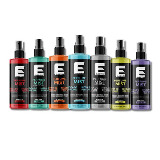 Elegance Perfume Mist 300ml range in seven stocked scents