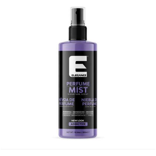 Elegance Perfume Mist Addictive 300ml purple spray bottle