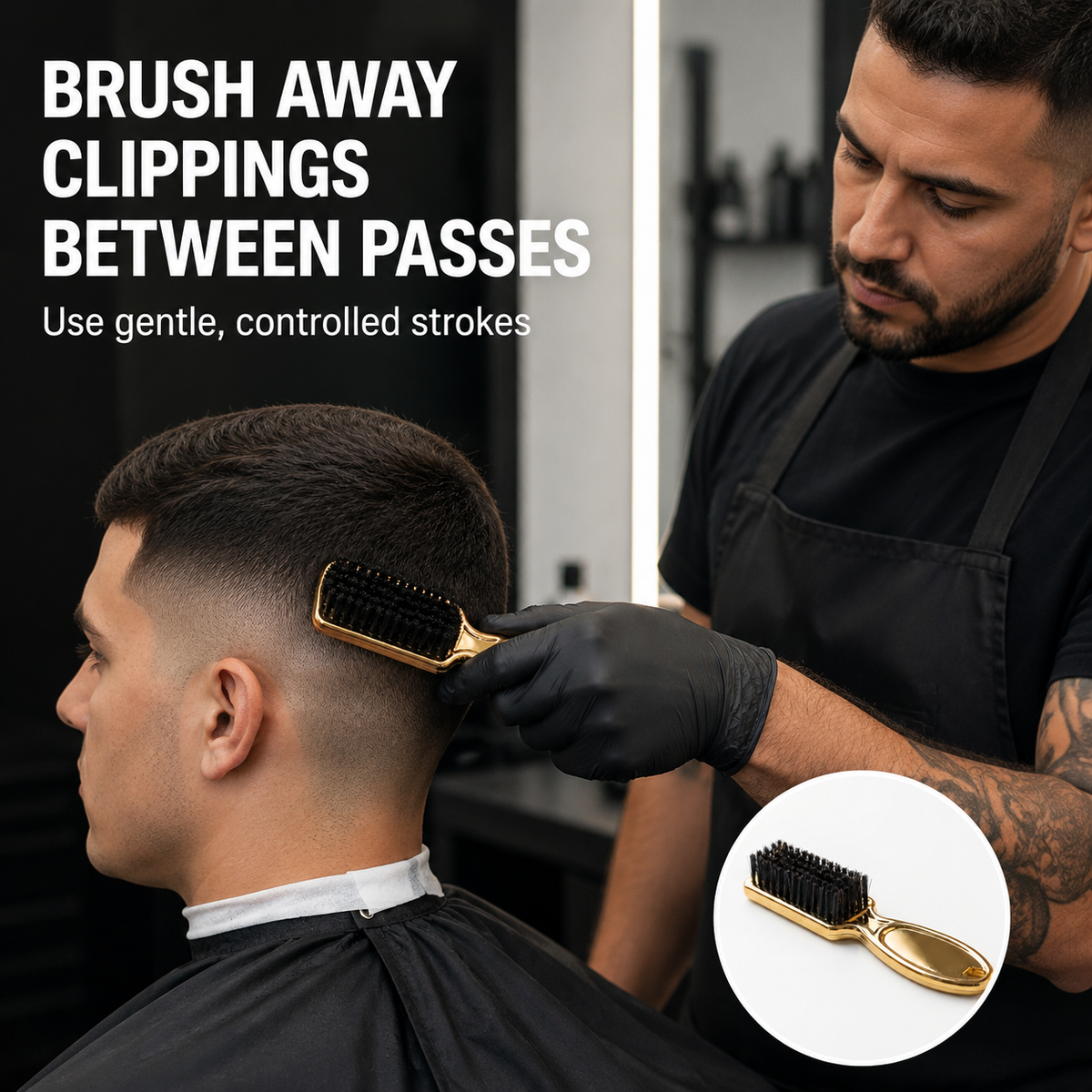 How to use Fade Brush Gold between clipper passes