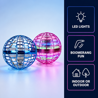 Blue and purple Flying Orb Ball hand-controlled LED hover toy