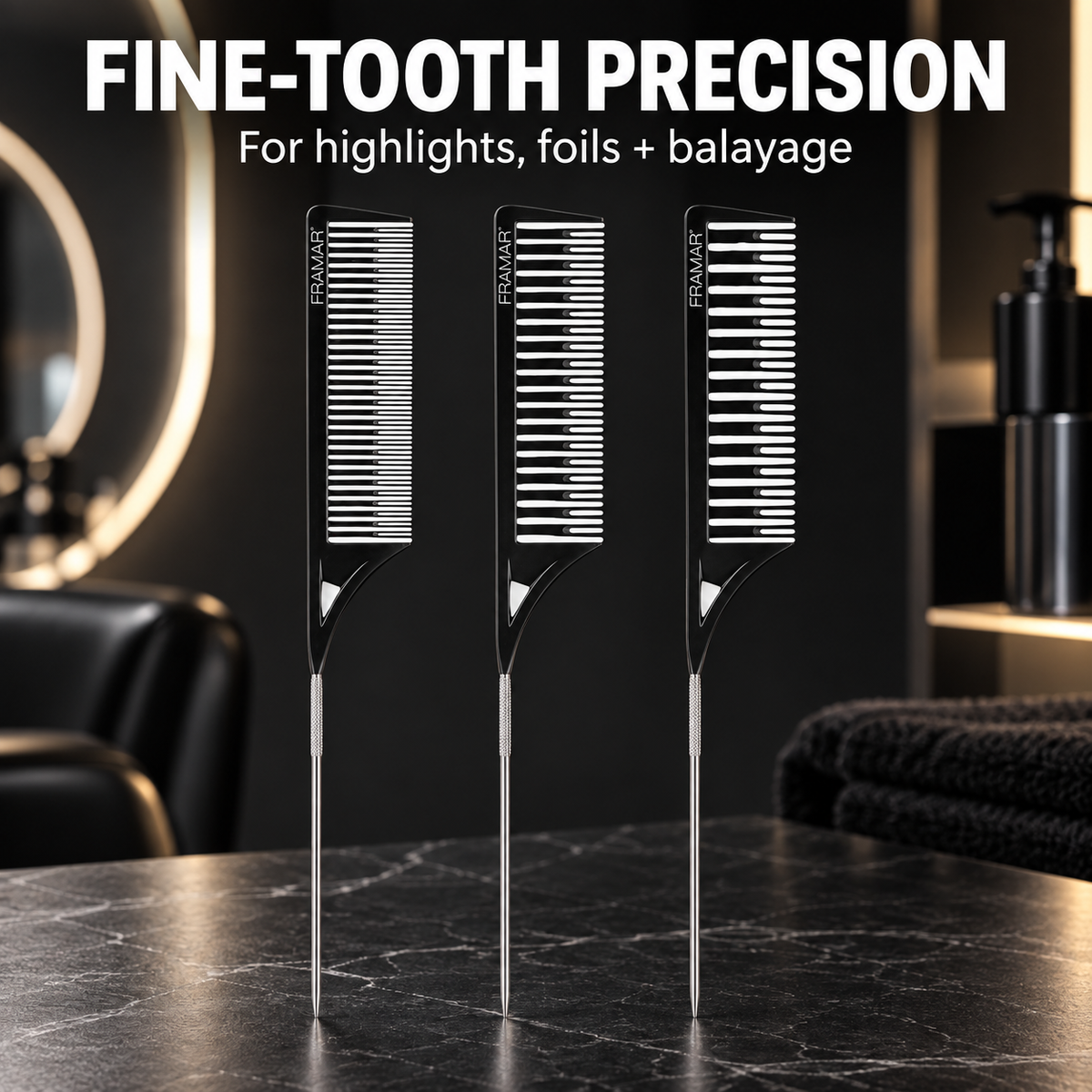 Framar Dreamweaver Highlighting Tail Combs 3pk Black benefit image 2