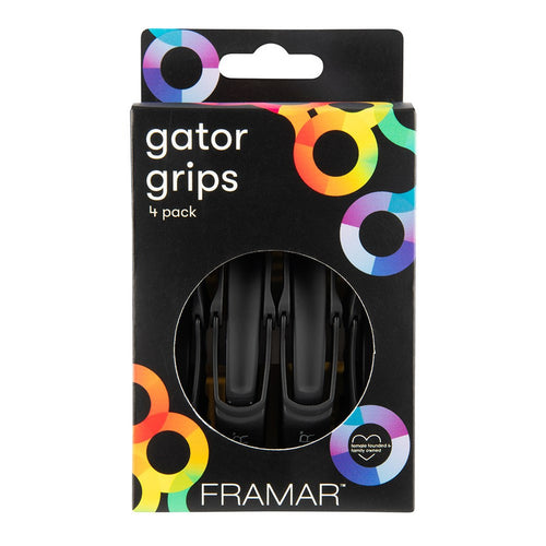 Framar Gator Grip Clips 4pk Black Rubberized - MV hair and beauty