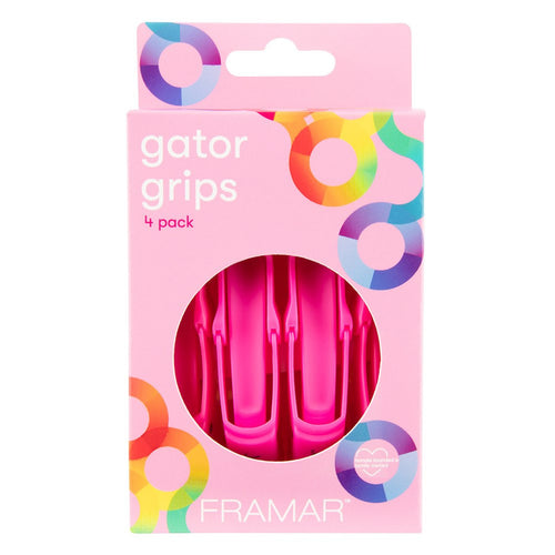 Framar Gator Grip Clips 4pk Pink - MV hair and beauty