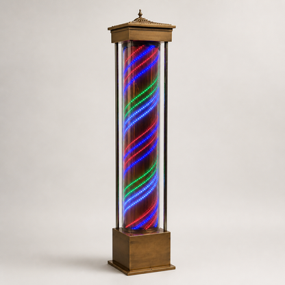 Freestanding Multicolour LED Barber Pole – 220 x 45cm full product view on a light studio background