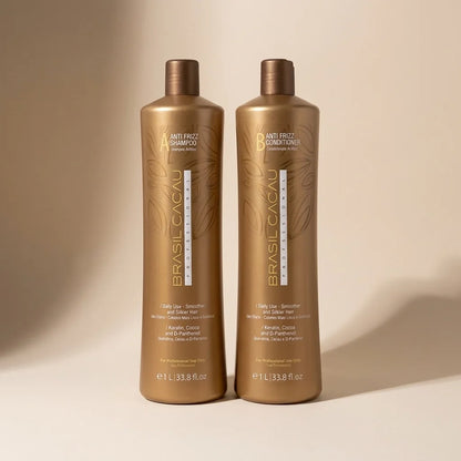 "Frizz-Free Hair Kit: Brasil Cacau Anti Frizz Shampoo & Conditioner" - MV hair and beauty