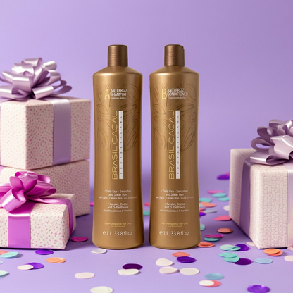 "Frizz-Free Hair Kit: Brasil Cacau Anti Frizz Shampoo & Conditioner" - MV hair and beauty