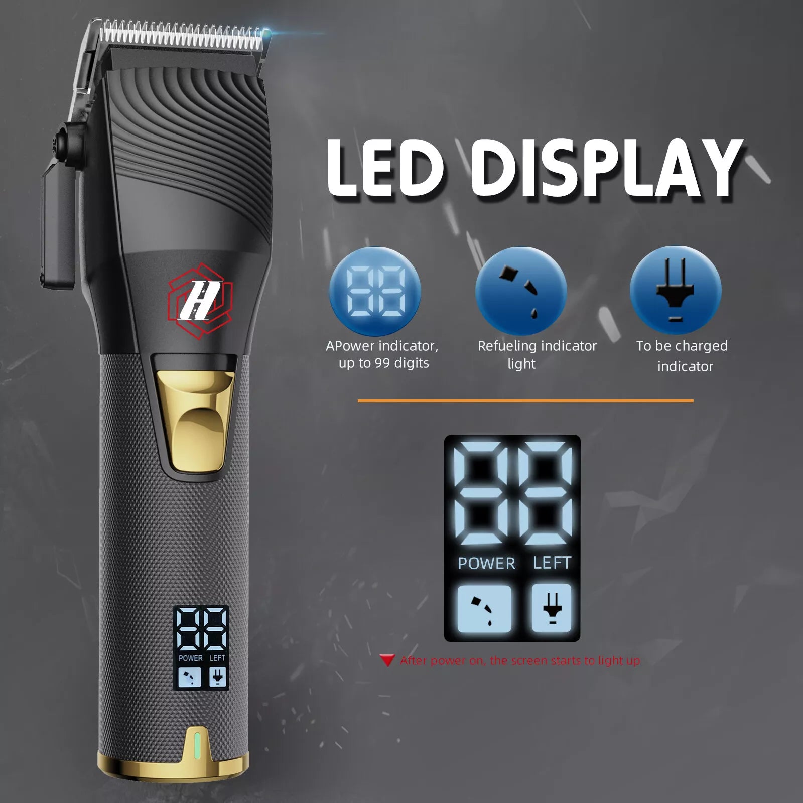 HULK Professional Barber Hair Cordless Clipper With LCD Digital Display - MV hair and beauty