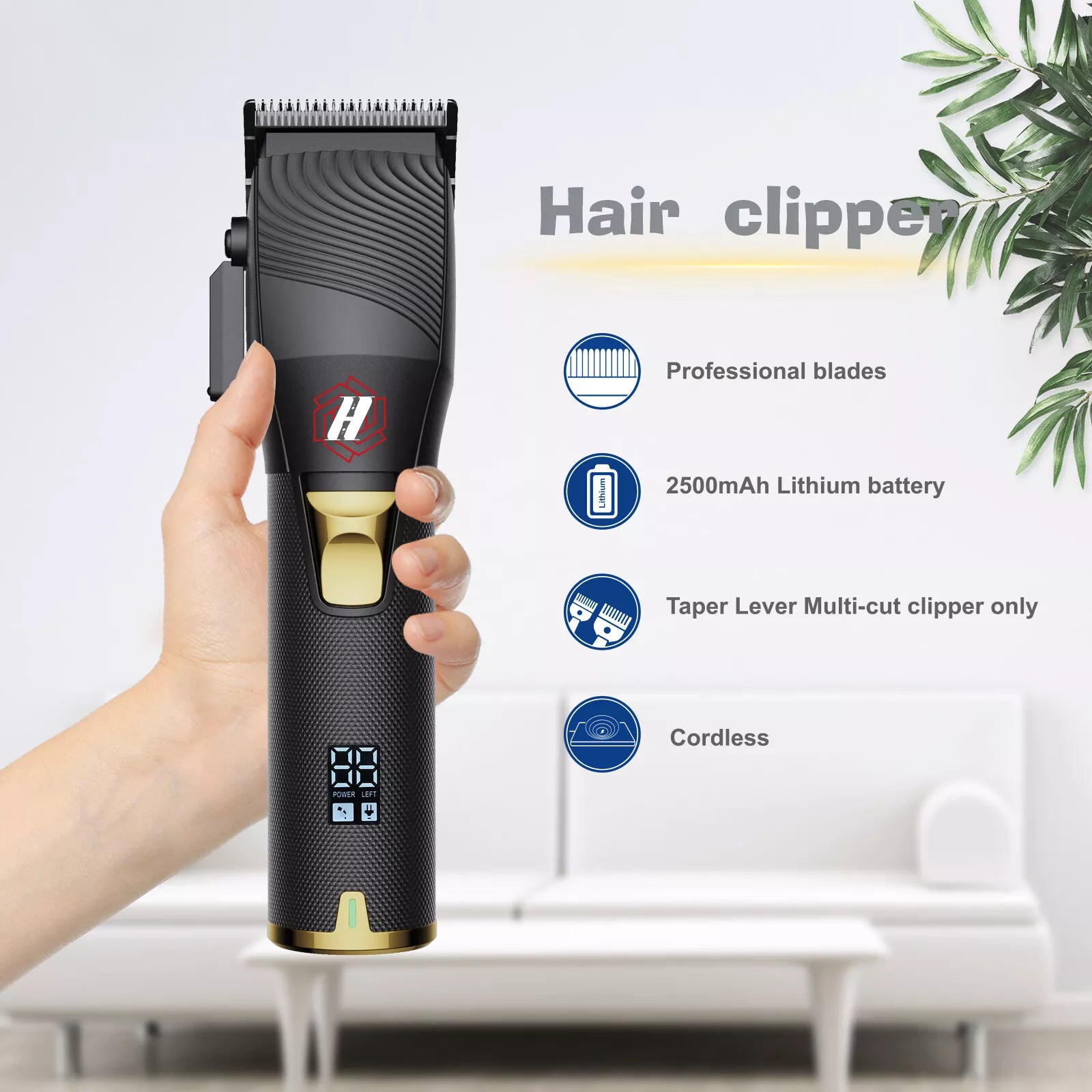 HULK Professional Barber Hair Cordless Clipper With LCD Digital Display - MV hair and beauty