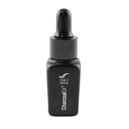 7-Piece Hair 2 Beauty Charcoal Care Pack with Charcoal Oil in dropper bottle for healthy hair.