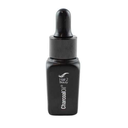 7-Piece Hair 2 Beauty Charcoal Care Pack with Charcoal Oil in dropper bottle for healthy hair.