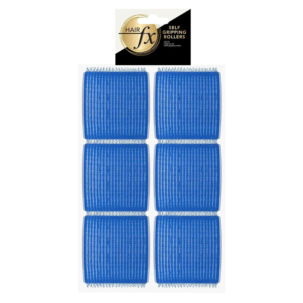 Hair FX Magic Grip Velcro Self Gripping Rollers 6pc 76mm Blue - MV hair and beauty