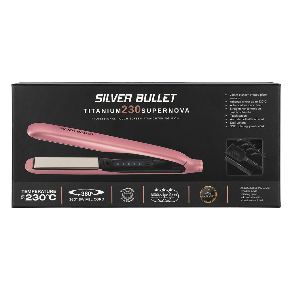 Silver Bullet Titanium 230 Supernova Hair Straightener (Vintage Rose) - MV hair and beauty