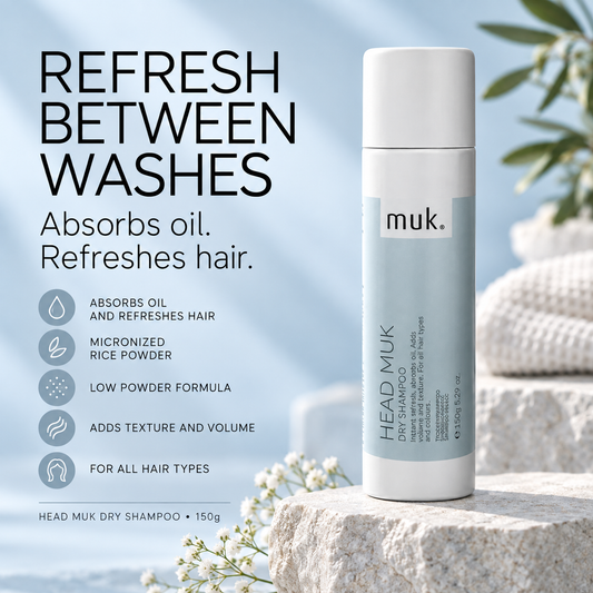 Head muk Dry Shampoo absorbs oil and refreshes hair between washes