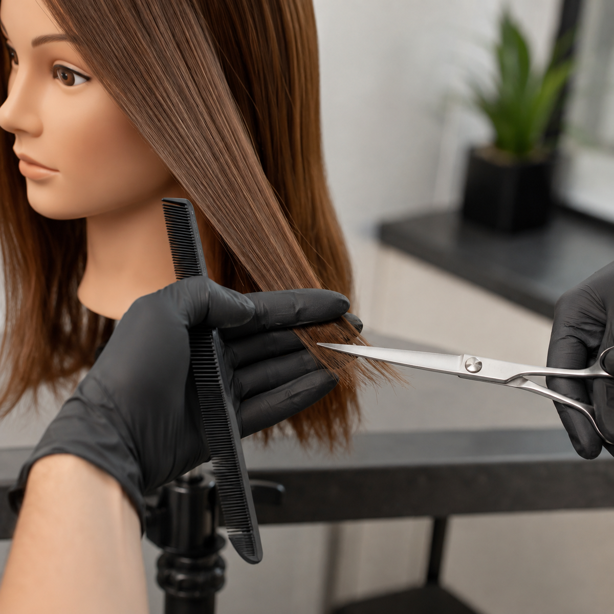 Hi Lift Cutline 6-inch scissor cutting mannequin training hair ends