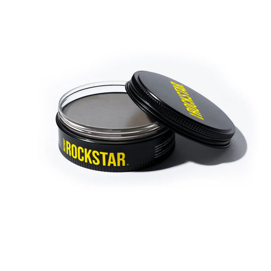 Open Instant Rockstar Solid Rock 100ml jar showing grey moulding wax