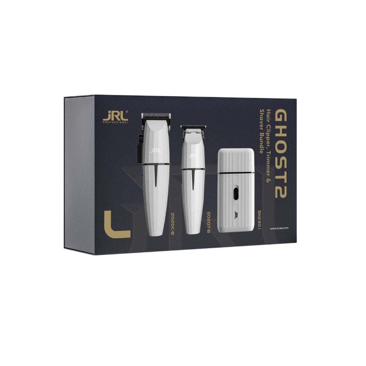 JRL Onyx White Ghost clipper, trimmer and foil shaver trio
