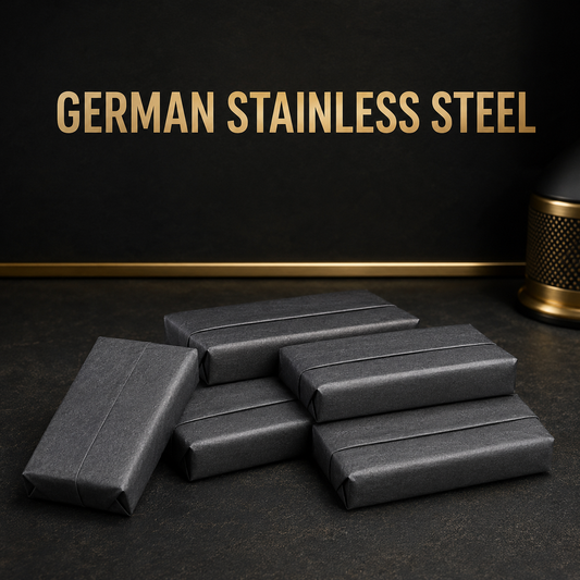 JRL single-edge blades benefit graphic: German stainless steel
