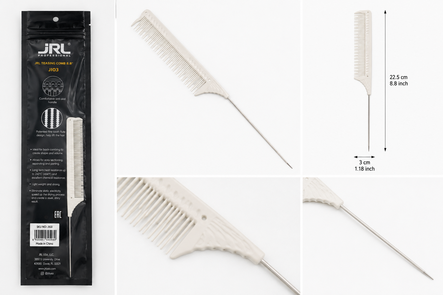 JRL J103 Teasing Comb dimensions and details