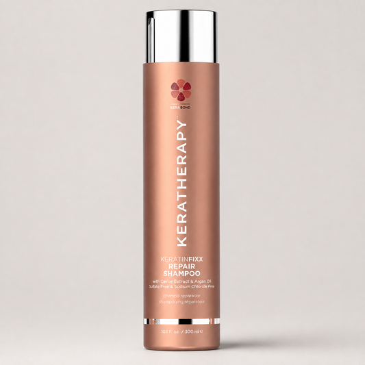 Keratherapy KeratinFix Repair Shampoo 300ml rose-gold bottle studio view