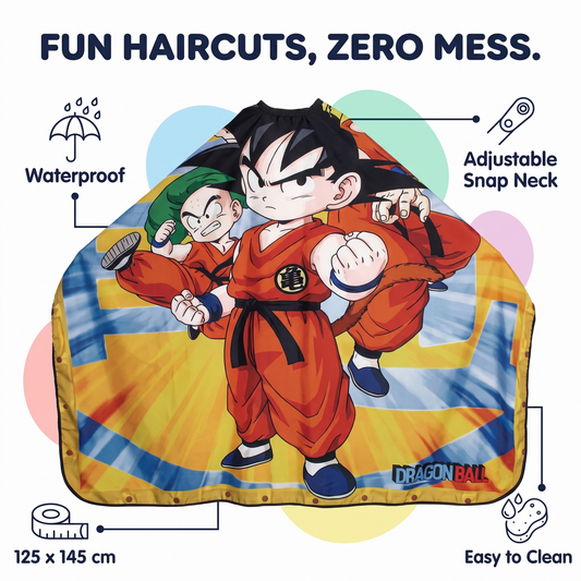Kids anime hair cutting cape features