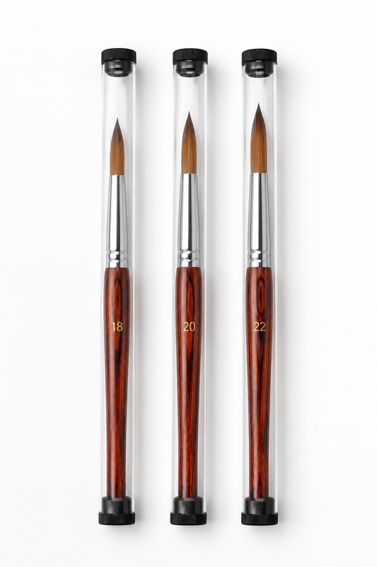 Kolinsky Stable Brush sizes 18, 20 and 22 in clear protective tubes