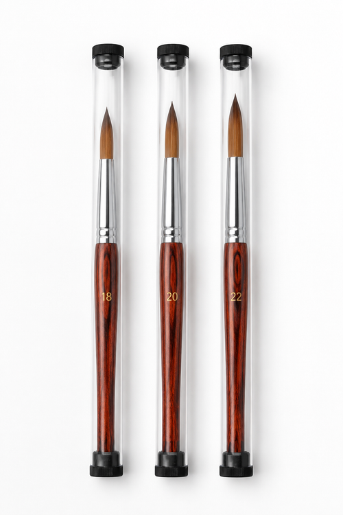 Kolinsky Stable Brush sizes 18, 20 and 22 in clear protective tubes