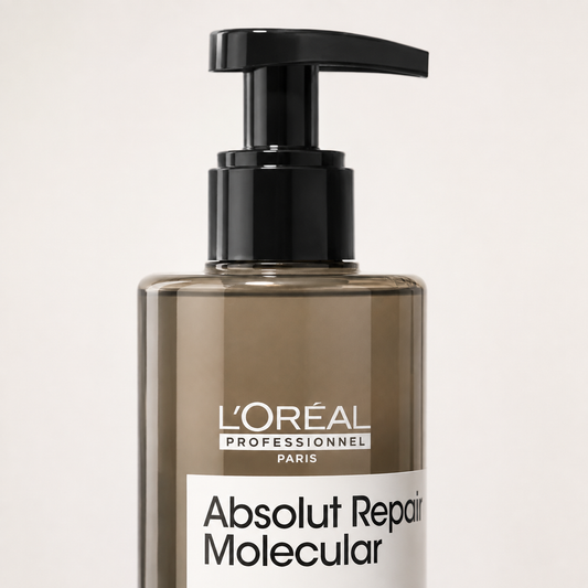 L’Oréal Professionnel Absolut Repair Molecular 250ml black pump and bottle detail