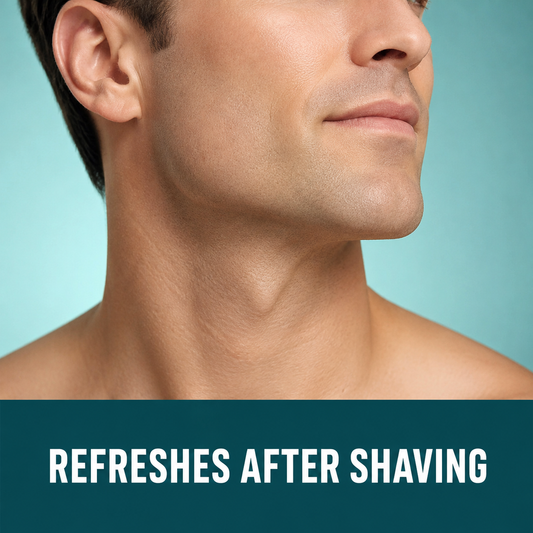 Freshly shaved skin graphic highlighting a refreshed post-shave finish