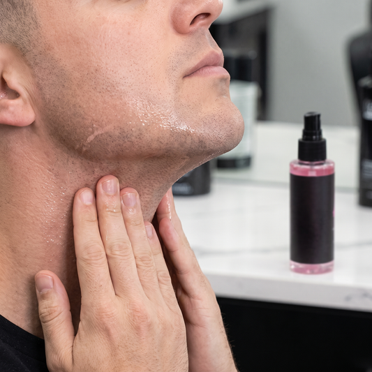 L3VEL3 Rose Aftershave Cologne massaged evenly into freshly shaved skin