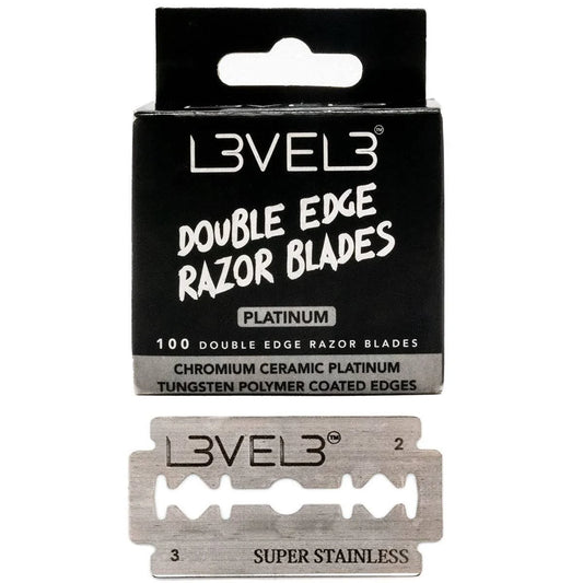 L3VEL3 Double Edge Razor Blades 100-pack box with one super stainless blade