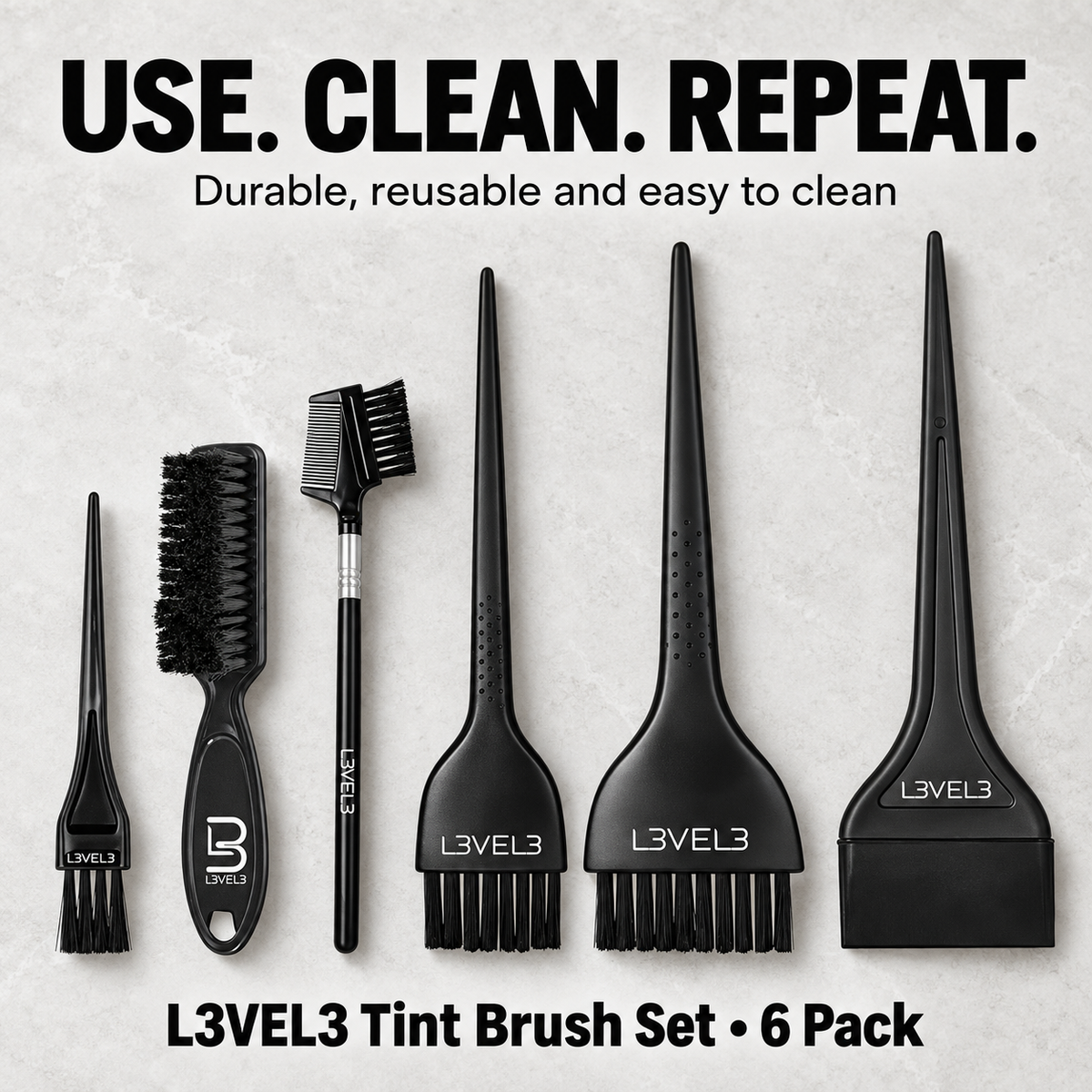 L3VEL3 Tint Brush Set6Pack — durable reusable easy to clean