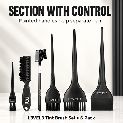 L3VEL3 Tint Brush Set6Pack — pointed handles for sectioning