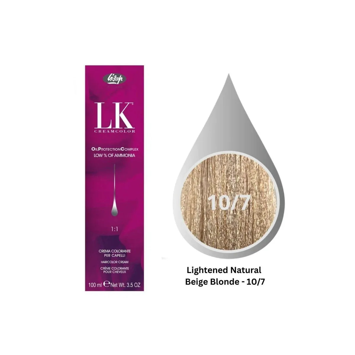 LK Cream Color 10/7 Lightened Natural Beige Blonde 100ml - MV hair and beauty