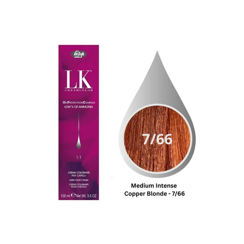 LK Cream Color 7/66 Medium Intense Copper Blonde 100ml - MV hair and beauty