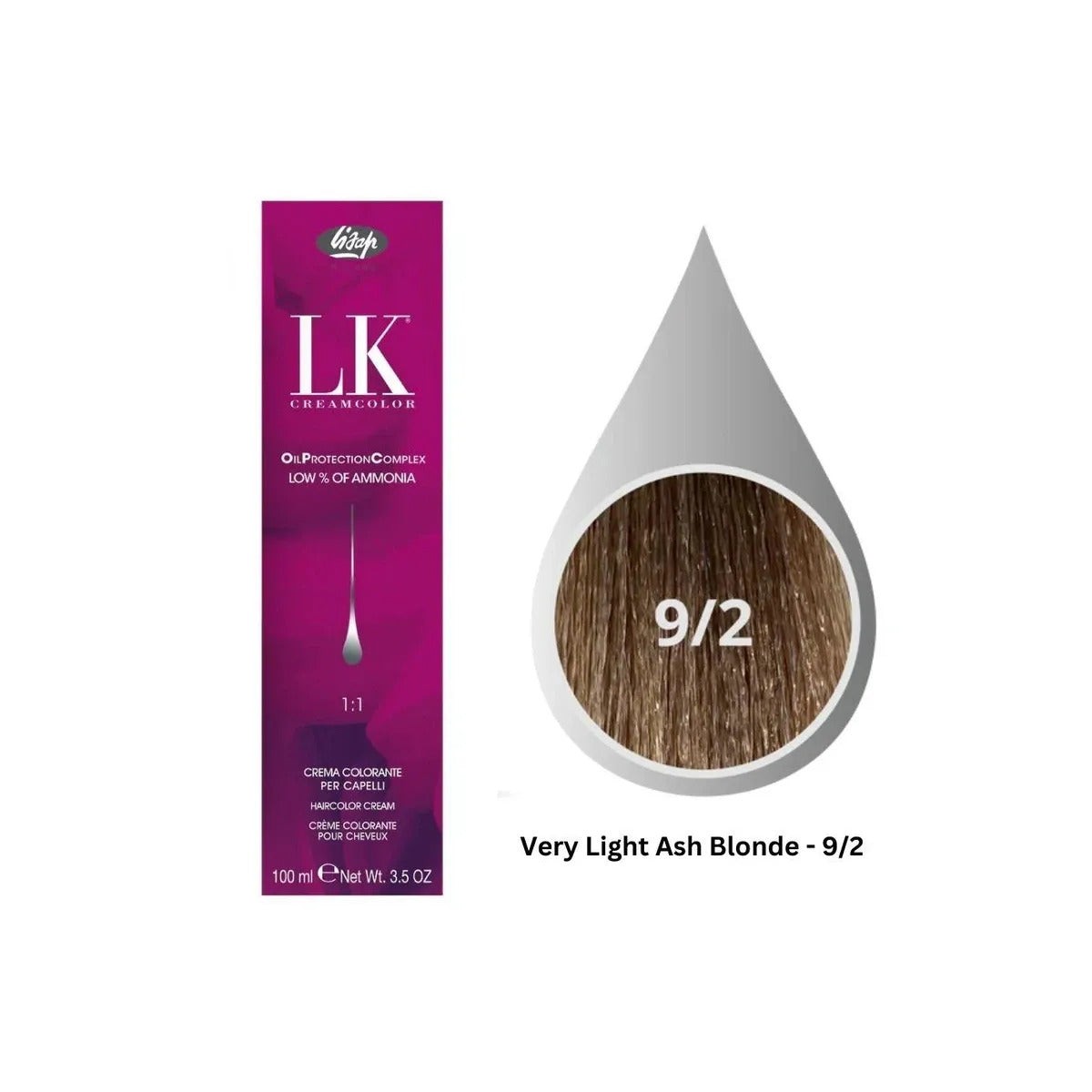 LK Cream Color 9/2 Very Light Ash Blonde 100ml - MV hair and beauty