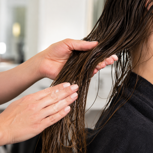 L'Oréal Metal Detox leave-in cream smoothed through damp mid-lengths and ends