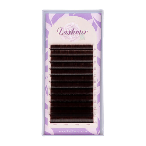 Lashmer Black-Brown Volume Lashes 0.05mm tray front
