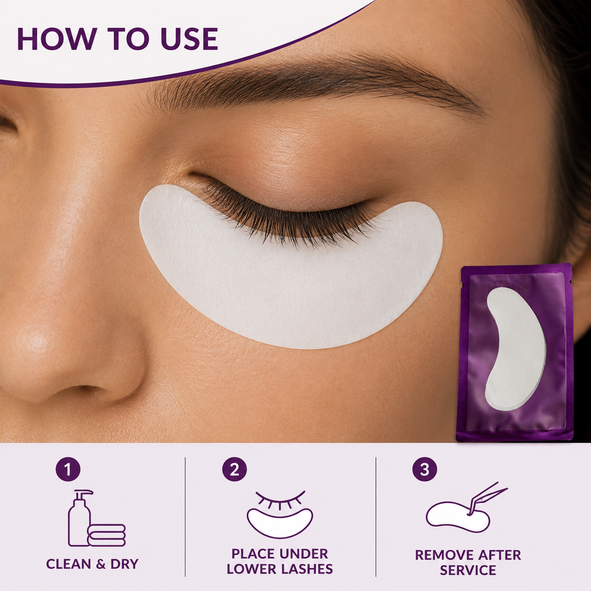 How to use Lashmer lint-free under-eye gel pads for lash extensions
