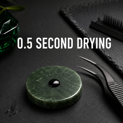 Lashmer adhesive graphic showing verified 0.5-second drying time