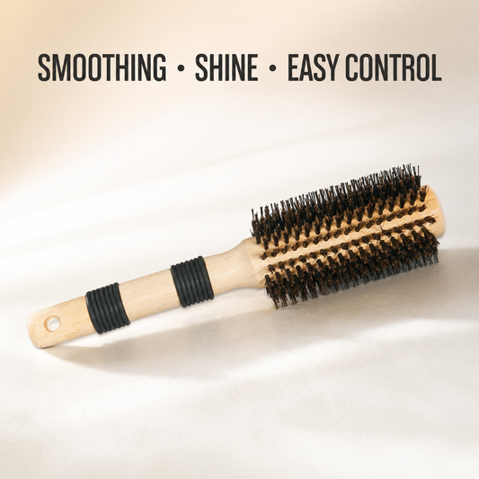 Light Wood Handle Bristle Brush for smoothing, shine and easy styling control